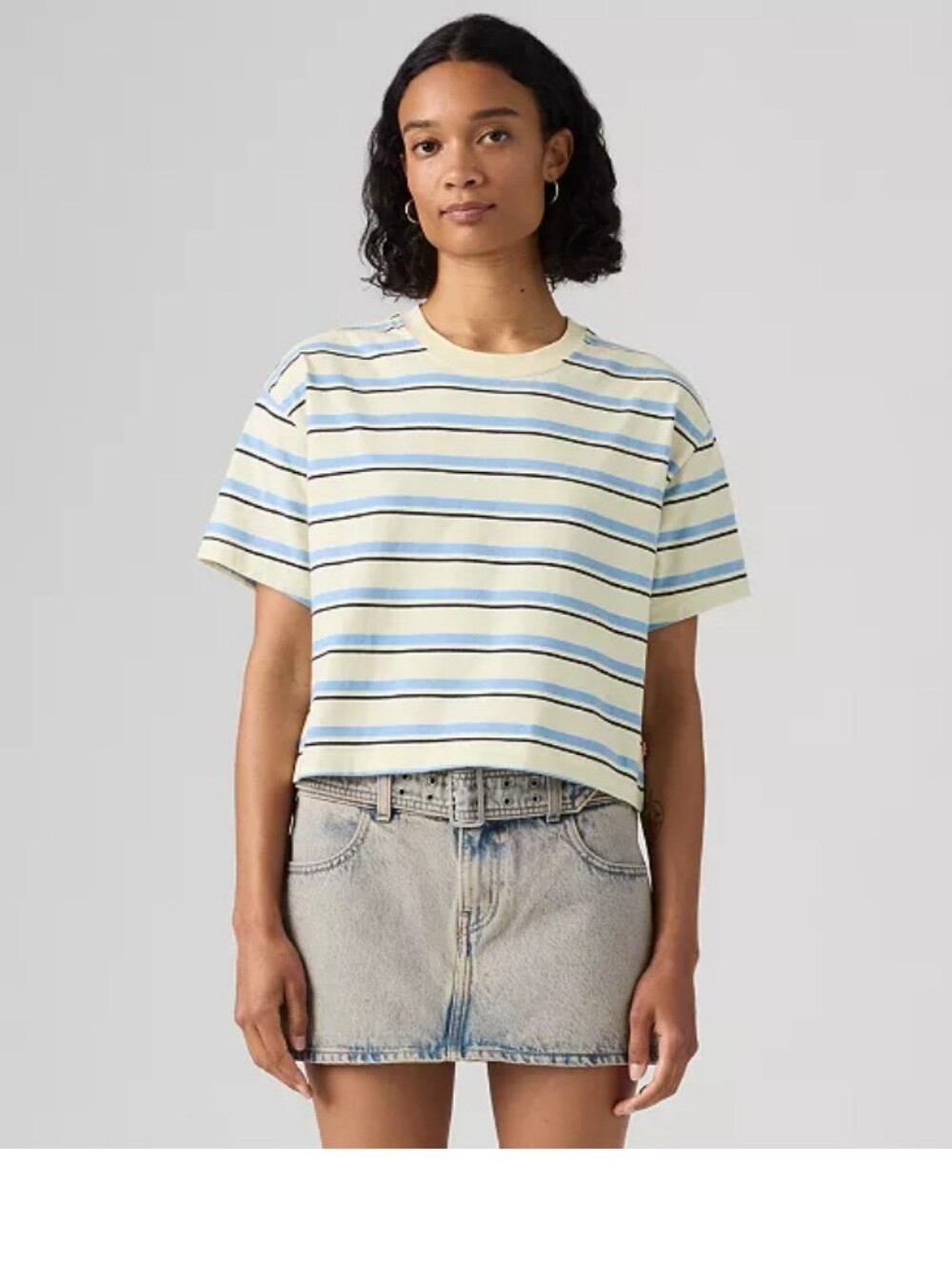 Levis Striped Crewneck Crop Tee